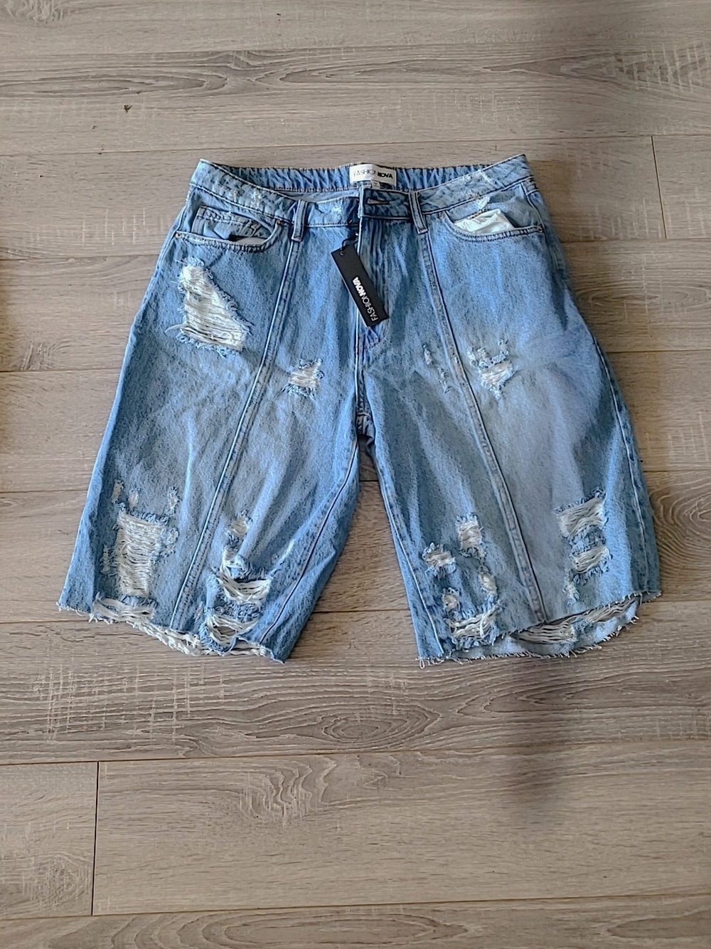 Women’s Light Blue Distressed Denim Jean Shorts